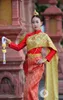 Thailand Princess Traditionell plagg Stage Wear Women Stand Collar Long Sleeve Costume Jacket + Kjol Thai Dai Daily Welcome Work Clothes