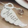 I Love You Letter Angle Wings Pendant Necklace For Female Heart 925 Sterling Silver Color Long Chain Necklace Party Gifts Jewlery