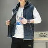 Autumn Men's Sleeveless Knitted Sweater Plus Velvet Vest Hooded Warm Vest Casual Sweater Mens