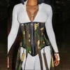 Dames Blouses Shirts Azië Corset Top Mode Strapless Mouwloze Rits Camouflage Afdrukken Riem Bodycon Off Shoulder Blouse Women Sexy CL