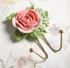 Ganci per tende a fiore Aste per tende Gancio in resina Golden Heart Rose dipinto a gancio singolo per la decorazione della casa