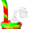 Tubo de água de tambor de silicone de 8,0 polegadas com tubo de água de vidro banger de quartzo de 4 mm bongos de silicone oito cores