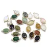 Mini Oval Naturstein Charms Rosenquarz Kristall Verbinder Anhänger für Ohrringe Halskette Schmuckherstellung Großhandel