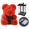 Fournitures de fête 40 cm Bel ours de roses avec boîte-cadeau LED Ours en peluche Rose Savon Mousse Fleur Artificielle Cadeaux du Nouvel An pour Valentin1696786