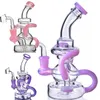 Grijze beker bong Zwitserse perc bubbler rookpijp gebogen water recycler dab rig met 14mm banger waterpijp ZEER uniek stuk glas