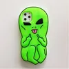 Coque arrière en Silicone souple pour iPhone, compatible modèles 12, 11 Pro, X, XS MAX, XR, 6, 6S, 7, 8 Plus, dessin animé alien 3D