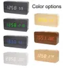 LED Digital Wooden Alarm Clock APP Control Time Temperature Date Electronic Desktop Clock USB Battery Brightness Sound Control LJ201208