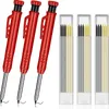Set di matite per falegname solido con 7 utensili manuali per ricariche, temperamatite incorporato, strumento di marcatura con pennarello per matita meccanica a foro profondo