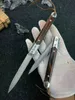 1Pcs New VG10 Damascus Steel Blade Ball Bearing Flipper Folding Knife Rosewood + Stainless Steel Sheet Handle EDC Pocket Knives