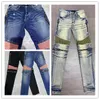 Herfst Mens Jeans 22SS Designer Ripped Geel Streep Vintage Rits Stijl Mode Mannen Denim Pnats Slanke Motorfiets Biker Causal Mens Hip Hop Broek W40