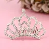 Crystal Diamond Crown Tiara Comb Flower Girl Princess Hair Comb Head Wear Girls Birth Fashion Jewelry