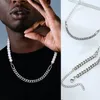 Hiphop Half 7mmマイアミキューバリンクチェーンと半分8mmパールステンレス鋼の男性と女性のためのチェーカーネックレスJewelryQ01154102076