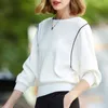 Printemps col rond rayé pull en tricot mode et élégant pull blanc 2019 marque design noir printemps tricot pull femme T200319