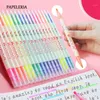 6 colori/set Evidenziatore a doppia testa Pennarello per disegno delicato Penne per studenti scolastici Scribble Cancelleria fluorescente