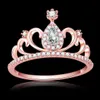 2022 Luxury Party Lady Lovers Wedding Diamond Rings 18 K Rose Pink Gold Filled Engagement Zircon Anel Anillo Storlek 6,7,8,9 för kvinnor