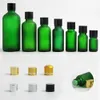 20 x reizen lege matte groene glazen kruidenfles container flacon tamper evident zwart goud zilver cap 5 10 15 30 50 100 ml