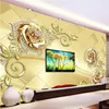 Murale di lusso personalizzato 3D stereoscopico fiore d'oro gioielli soggiorno TV sfondo murales carta da parati in tessuto di seta impermeabile