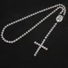 UWIN Iced Out Chapelet Fleur Collier Lien Bling Strass Or Croix Jésus Tête Pendentif Hommes Hip Hop Collier Chain258m