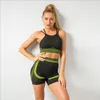 Fashion Running Outfit Snabbtorkande kläder Yoga Vest Shorts Suit Set Seamless Sports Fitness Bra Suitor for Women