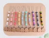 Cartoon LOVE Baby Pacifier Chain Clips DIY silicone teething beads Soother Holder Beaded Clip wood Nipple Teether Dummy Strap Chain