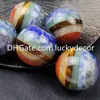 5 pcs 40mm natural 7 chakra multi-pedra cura energia quartzo esfera de cristal esfera orb exibição arco-íris arco-íris gemstone adivinha escultura figurine