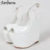 Sorbern 17cm Peep Toe Wedge Slingback Pump High Heel Platform Peel Dla Ladyboy Heels dla Crossdresser Kobiety Buty Letnie