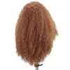 Długi Afro Kinky Kręcone Peruka Light Brown Syntetyczna Koronka Przednia Peruka Natural Hairline Boczne Części Koronkowe Peruki Dla Czarnych Kobiet