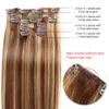 Malaysiska 100% mänskliga hår rakt 1B/613 4/613 #6/613 #27/613 Klipp i hårförlängningar 14-24 tum klipp-på hårprodukter piano färg