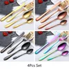 4Pcs Modern Flatware Set Wed Cutlery Knife Spoon Fork Tableware Set