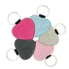 sublimering blank glitter nyckelring rosa gyllene hjärta rund kvadrat ljus pulver nyckel ring varm överföring print DIY Keychain