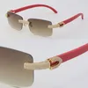 Novo Diamante Micro-Pavimentado Diamante De Madeira De Madeira De Madeira Vermelho Vidros De Madeira Vermelho Masculino e Feminino 18K Gold C Decoração Rochas de Luxo Quadro Grande Lente Marrom Eyewear