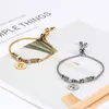 ZORCVENS Bracelet à breloques en acier inoxydable couleur or argent Vintage avec pendentif arbre de vie Bracelet boule de cristal pour femme