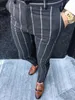 잉글랜드 스타일 남성 레트로 드레스 바지 남성 공식 격자 무늬 스트라이프 캐주얼 바지 맞는 스트라이프 바지 바지 1