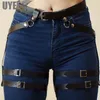 Uyee modische Frauen Gurt Strumpfbandgürtel Gothic Strumpfgürtel Dessous Harajuku Beingürtel Ledersaugen für Frauen Belt264b