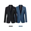 Bleu hommes Blazers travail bureau hommes Tuxedos pour poches formelles manteau Blazers mâle personnalisé hommes d'affaires mince Blazers LJ201103292M