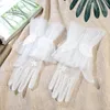 Vijf vingers handschoenen mode tule bruid jurk kant korte paragraaf witte wanten jurken accessoires dame handschoen met vingers1