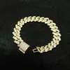14mm diamante miami prong Chain de link cubano braceletes 14k ouro branco gelado gelado zirconia cúbica jóias 7inch 8inch pulseira cubana