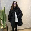 Ailegogo Winter Women Mulheres encapuzadas Lace Up Black Down Casat 90% Pato branco Parkas de espessura de tamanho grande e aquecido jaqueta de neve para fora