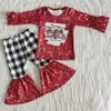 幼児の赤ちゃんの女の子の服ブティッククリスマスアウトフォート子供衣類フリルトップ秋の冬の子供デザイナー服RTS卸売