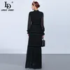 LD Linda della Fashion Runway Maxi Dresse's Long Slave Lace Patchwork