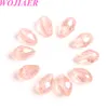 Wojiaer Blue Pink Crystal Faced Pear Spacerルーズビーズ10x14mm for DIYジュエリーアクセサリーBA300