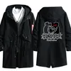 Mäns Trench Coats Anime Danganronpa Cosplay Hoodie Monokuma 3D Tryck Single-breasted Hooded Coat Fashion Casual Black Jacket