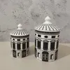 Ceramic House Candle Holder DIY ręcznie robione cukierki słoik vintage do przechowywania kaft dekoracja dekoracji klejnotów pudełko 311v9360093