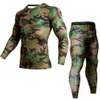 Térmico Underwear Rash Guard Kit MMA Compression Vestuário Leggings Homens Unionsuit T-shirt Camuflagem Camuflagem Homens LJ201123