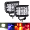 4 pouces 45W Led lumière de travail trois faces blanc ambre brouillard avertissement Flash pour moto SUV 4X4 ATV UTV BUS 12V 24V