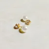 T GG SETS Pearl Earrings Rings sets Crystal Ear Studs OpenDend Rings