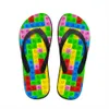 Индивидуальные женщины квартиры дома тапочка 3d 3d тетрис печать летние моды пляжные сандалии для тапочек женщины дамы флип флопс резиновые flipflops q6z7 #