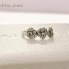 Anello in argento sterling 925 Pandora Mavel Movie Crystal Five Petals Flower Leaves Fedi nuziali Scatola originale per donna Set di gioielli di design di lusso 190786C01-50