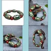 Metal Painting Arts, Crafts Gifts Home Garden Factory Groothandel Green Agate Three-Eye Tibet kralen Bracelet Mens Live Supply Drop levering