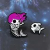 Mermaid Pins Mermaid Skeleton Fishbone Brooch Purple Hair Mermaid Fish Bone Skeleton Kids Enamel Pins Badge Brooch4940142